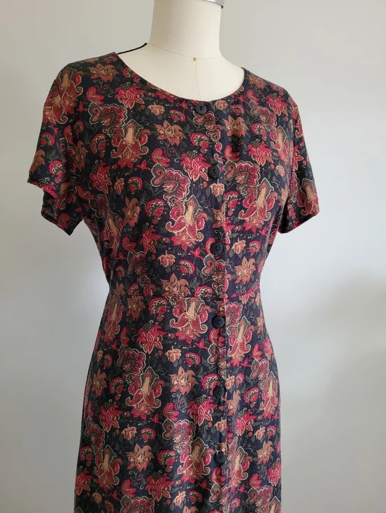 NORTHERN REFLECTIONS 90s floral paisley maxi dress with short sleeves - Picture 2 of 13